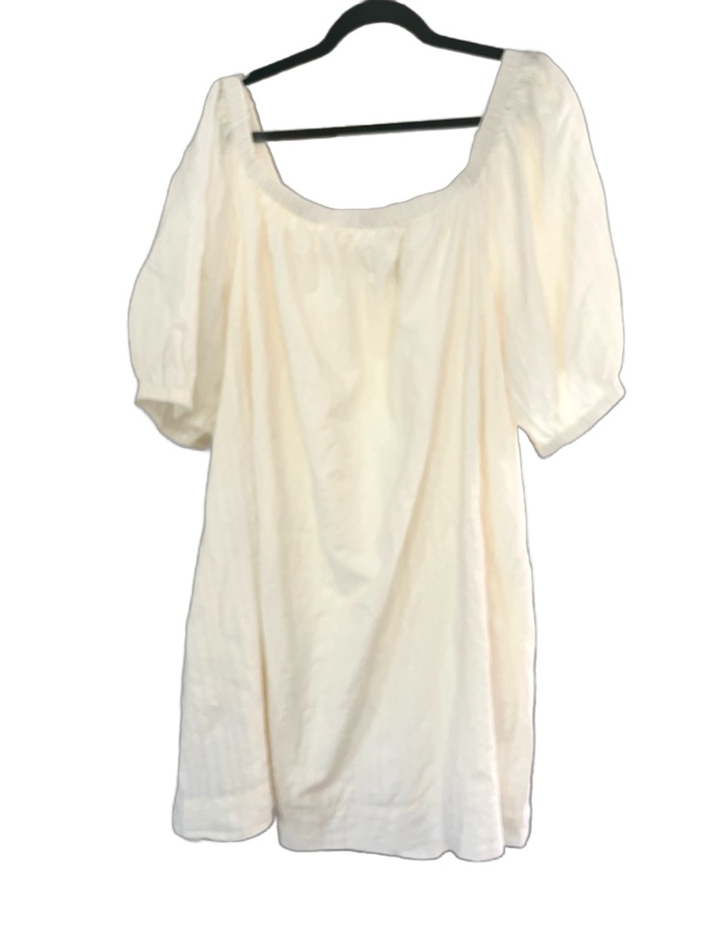 Cream Puff-Sleeve Women's Top - Lightweight Square Neck